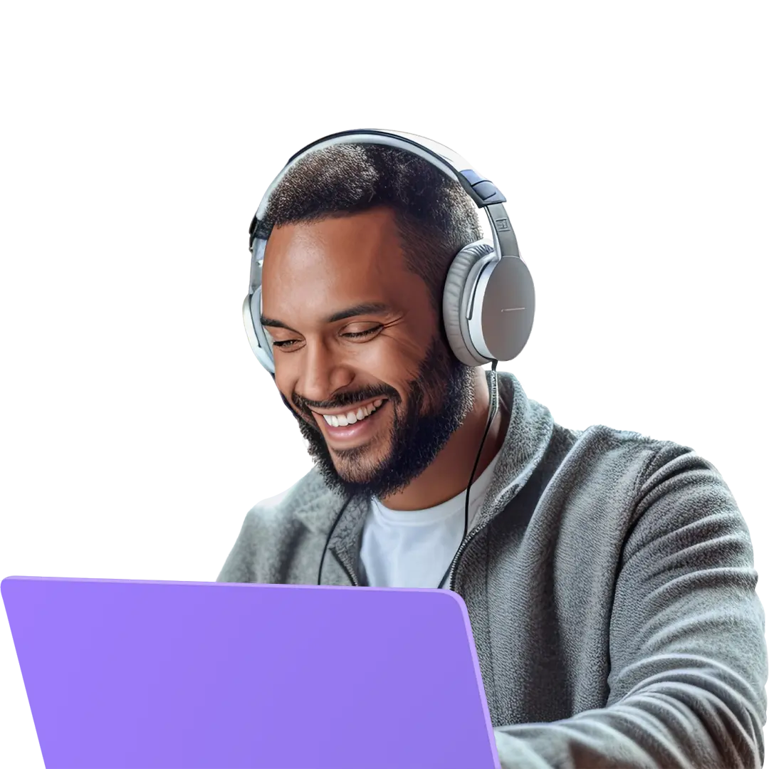 Young black men using laptop