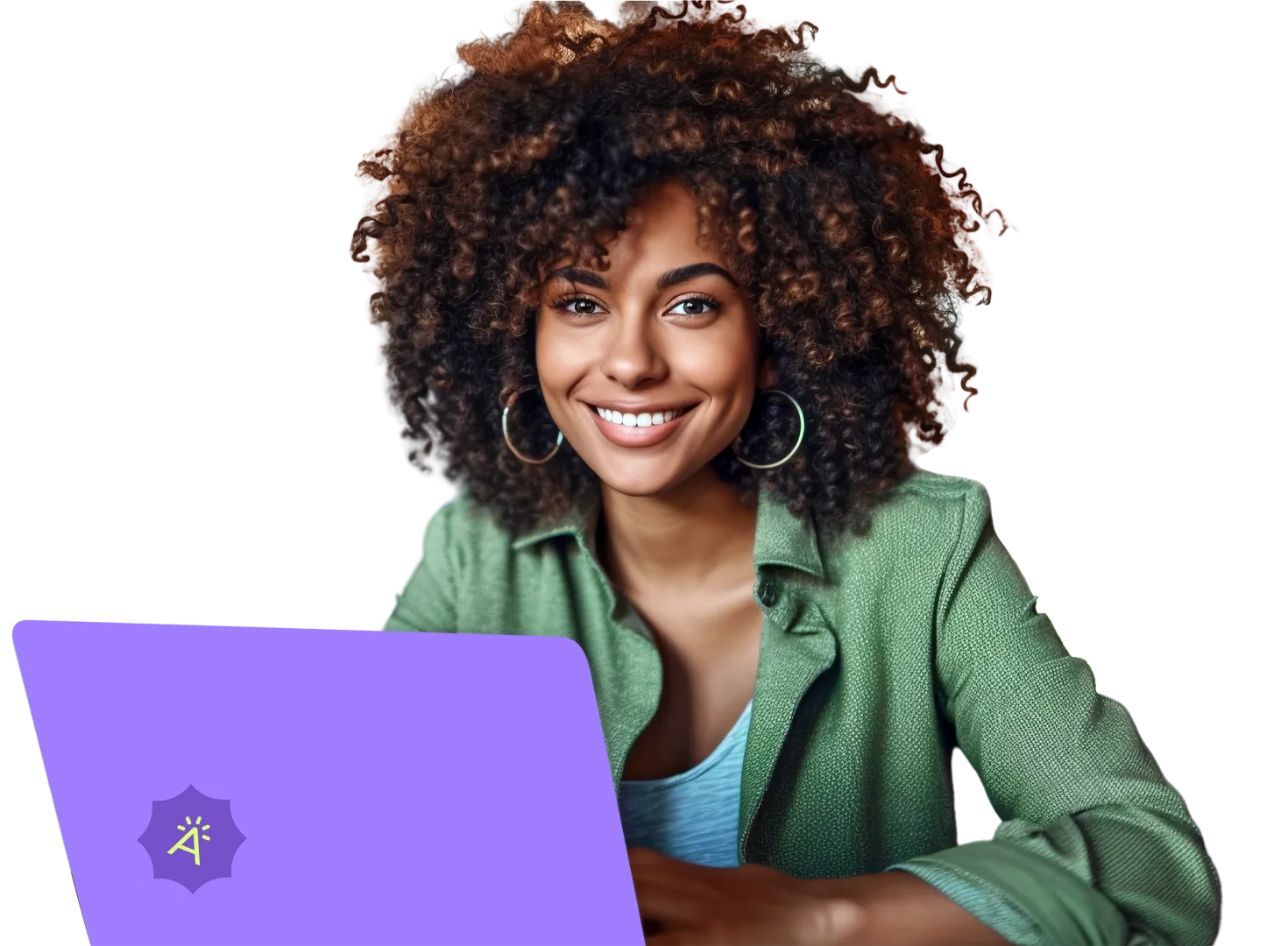 Young black woman using laptop