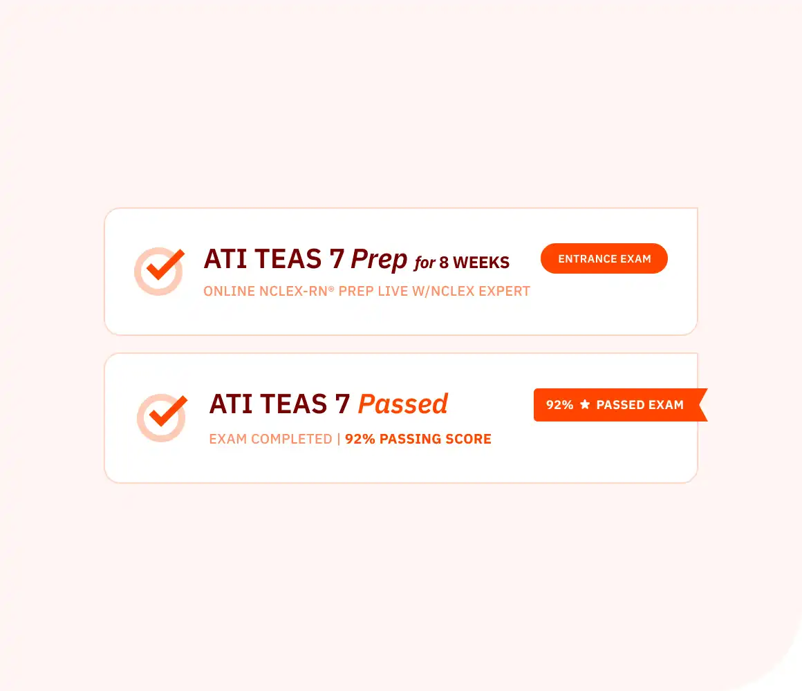 App notification displaying TEAS passed exam score