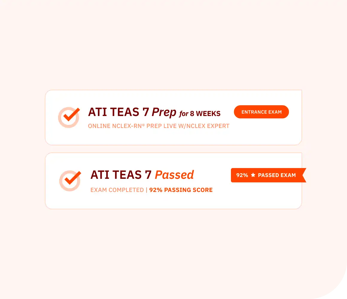 App notification displaying TEAS passed exam score