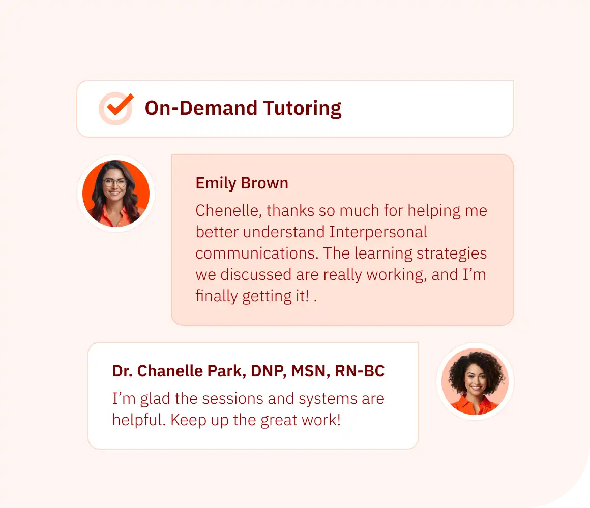 Healthcare Assistant On-Demand Tutoring chat messages