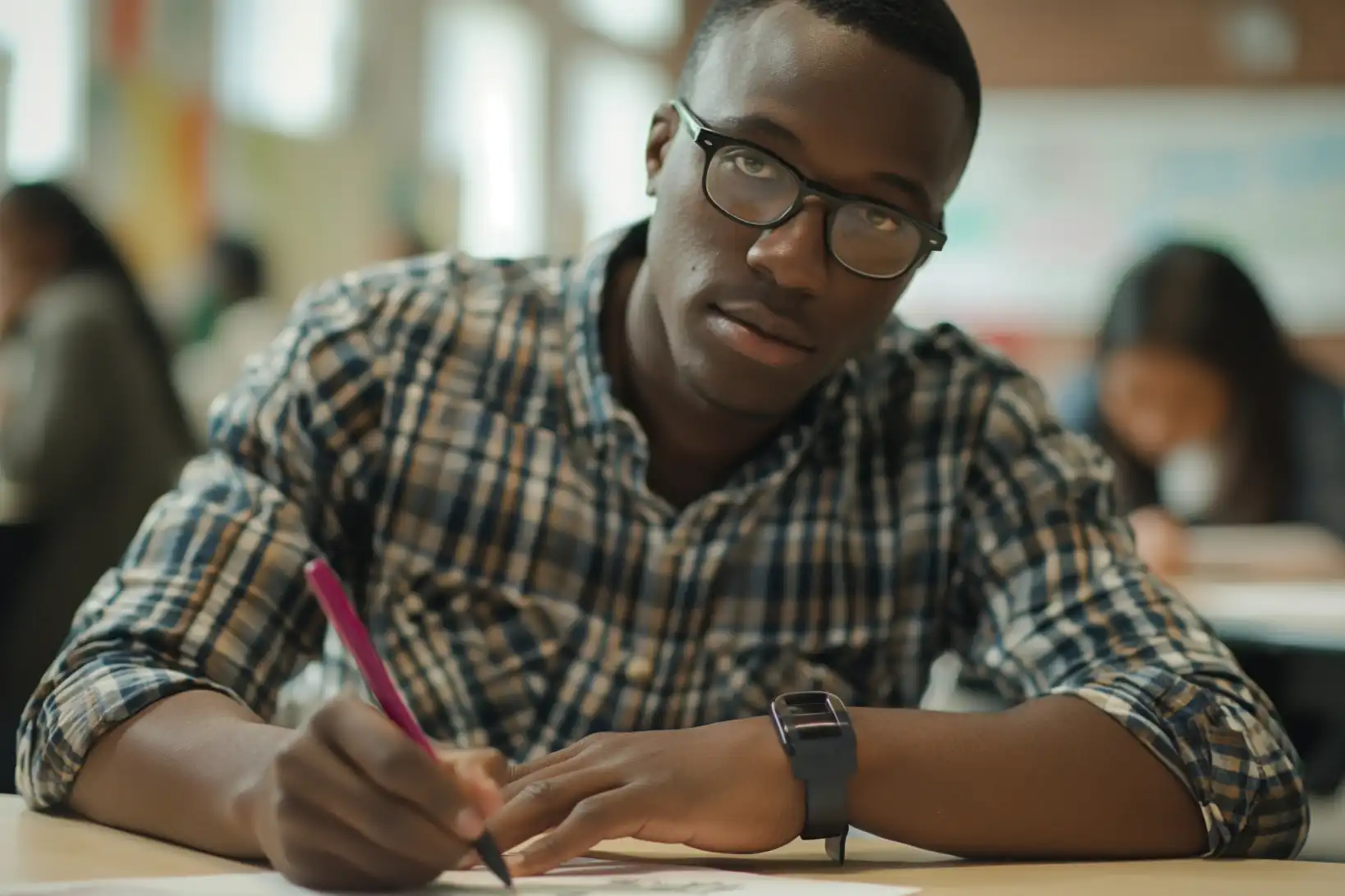 Male student studying whether to take CLEP vs AP exam.